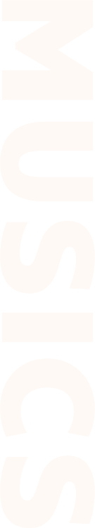 Vertical text spelling "MUSICS" in white.